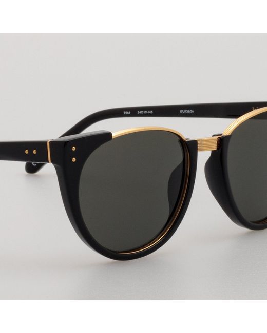 Linda Farrow Black Iris Oval Sunglasses