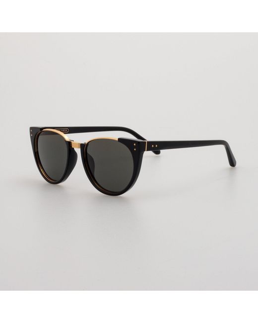 Linda Farrow Black Iris Oval Sunglasses
