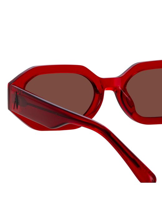 Linda Farrow Red The Attico Irene Angular Sunglasses