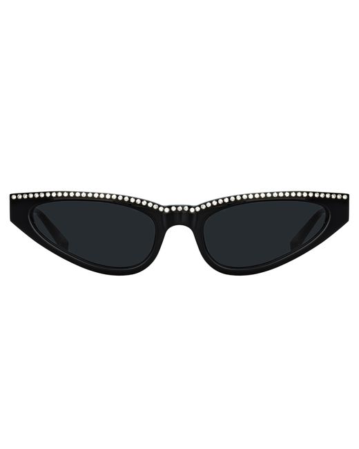 Linda Farrow Black Magda Butrym Slim Cat Eye Sunglasses