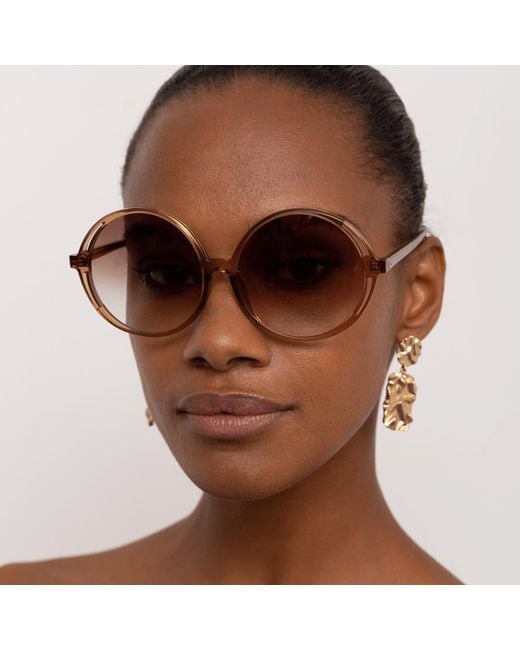 Linda Farrow Pink Bianca Round Sunglasses