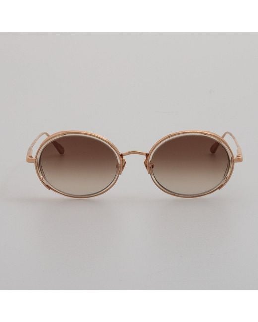 Linda Farrow Brown Finn Oval Sunglasses
