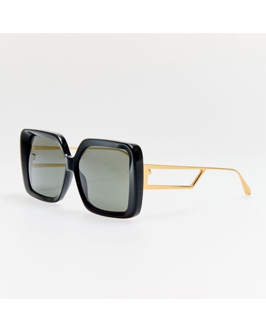 Linda Farrow Brown Macy Vista Temple Sunglasses