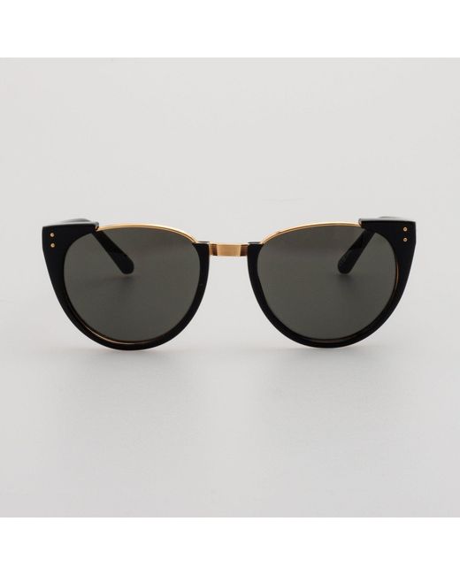 Linda Farrow Black Iris Oval Sunglasses