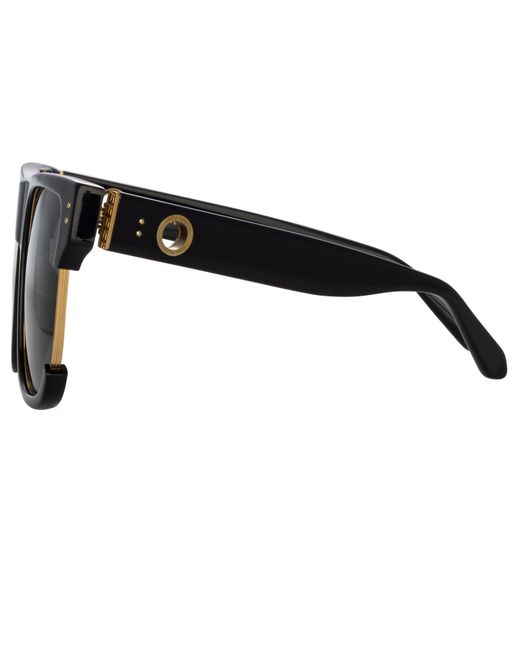 Linda Farrow Black Lomas D-frame Sunglasses