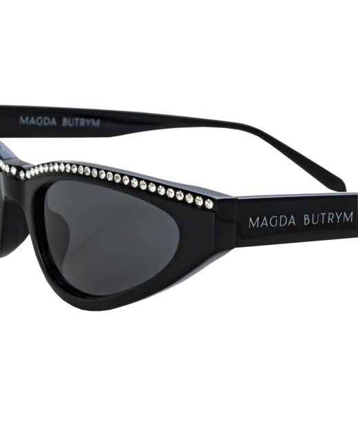 Linda Farrow Black Magda Butrym Slim Cat Eye Sunglasses