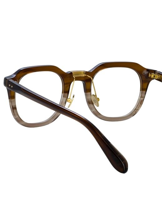 Linda Farrow Brown Men's Fletcher Angular Optical Frame