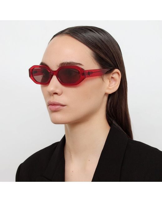 The Attico Red Irene Angular Sunglasses
