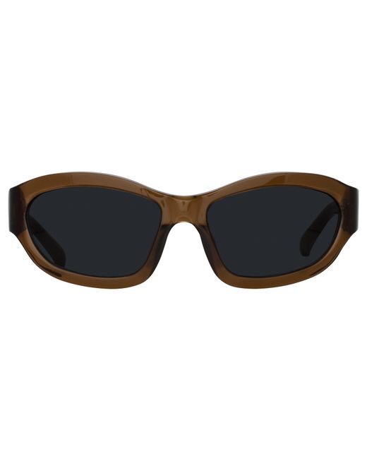 Linda Farrow Black Dries Van Noten Wrap Sunglasses