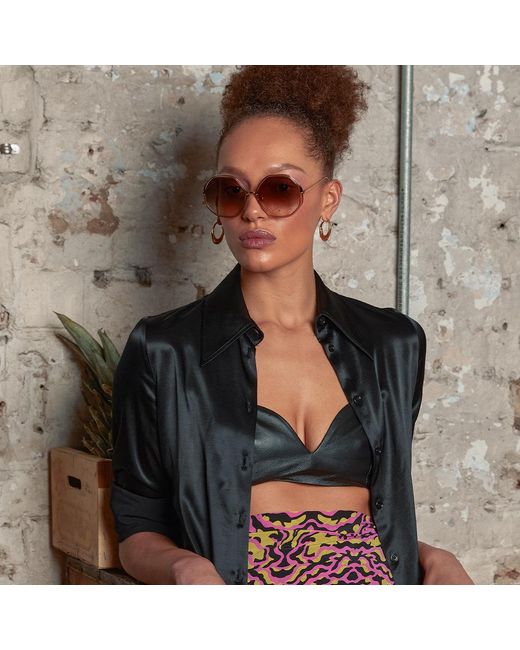 Linda Farrow Brown The Alona | Oversized Sunglasses