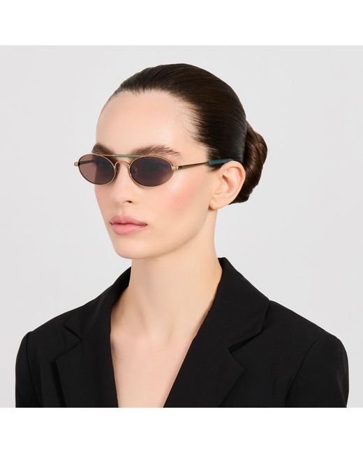 Dries Van Noten Brown Oval Sunglasses
