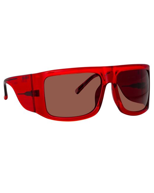 Linda Farrow Red The Attico Andre Oversized Sunglasses
