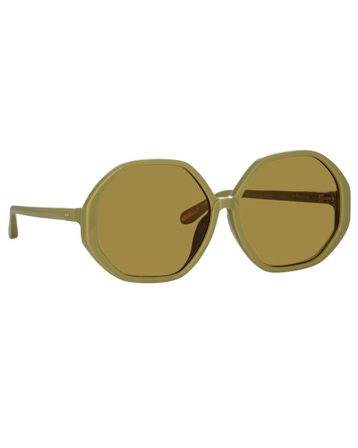 Linda Farrow Brown Paloma Hexagon Sunglasses