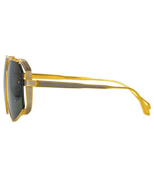 Linda Farrow Black Amar Aviator Sunglasses