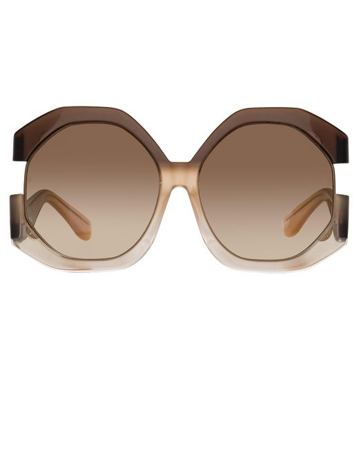 Linda Farrow Brown Bardot Oversized Sunglasses