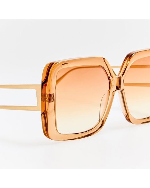 Linda Farrow Brown Macy Vista Temple Sunglasses