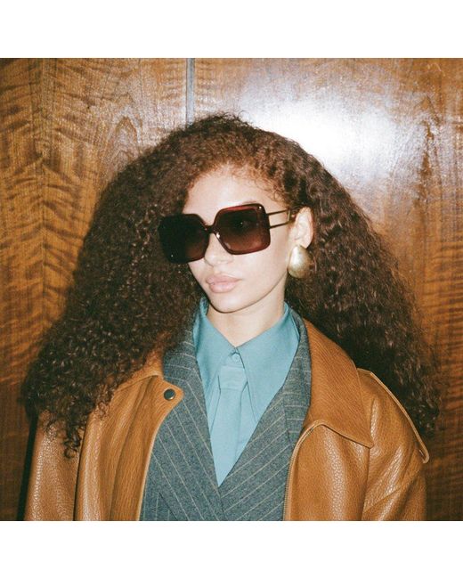 Linda Farrow Brown Macy Vista Temple Sunglasses