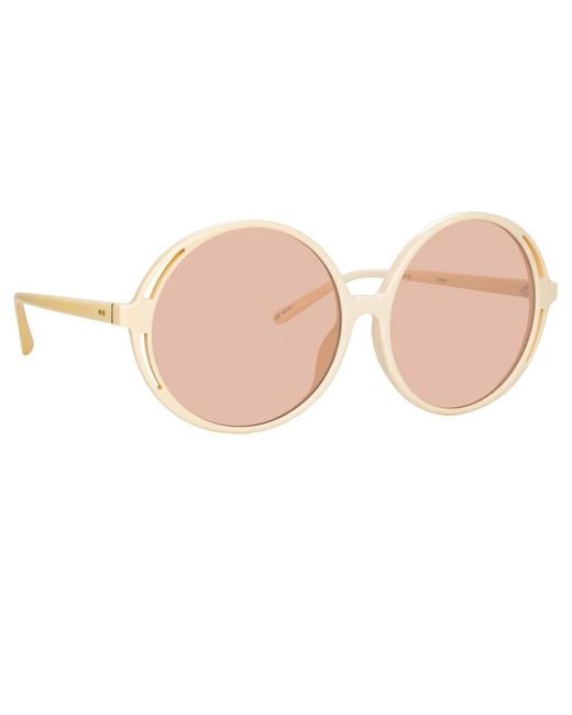 Linda Farrow Pink Bianca Round Sunglasses