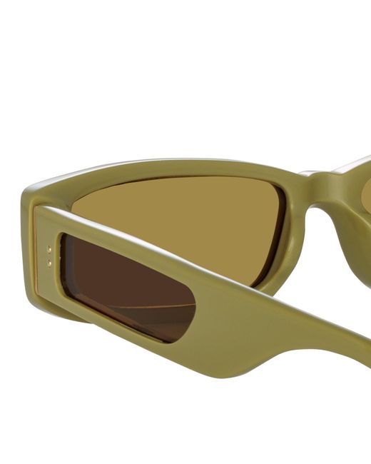 Linda Farrow Green Talita Rectangular Sunglasses