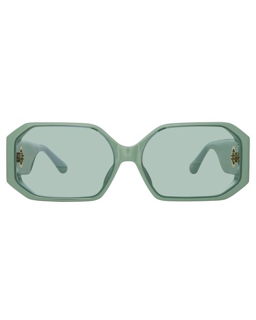 Linda Farrow Green Bailey Angular Sunglasses
