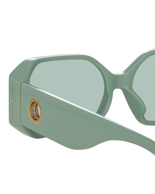 Linda Farrow Green Bailey Angular Sunglasses