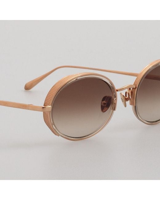 Linda Farrow Brown Finn Oval Sunglasses