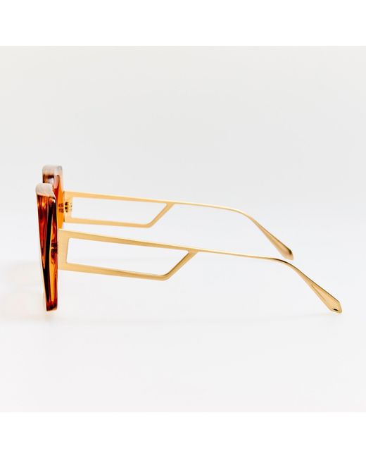 Linda Farrow Brown Macy Vista Temple Sunglasses