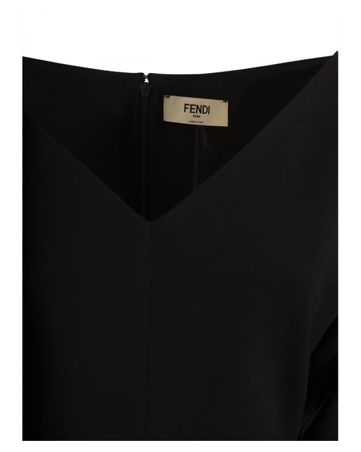 Fendi Wool Jersey Dress in Black - Lyst