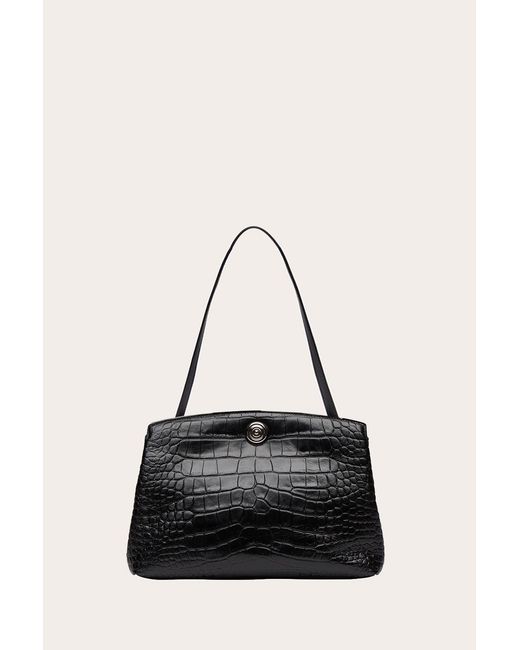 Liffner Black Pushlock Pouch Croc