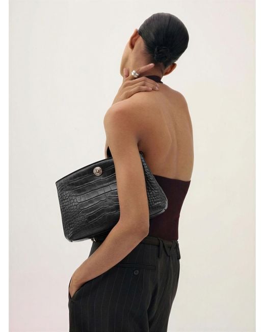 Liffner Black Pushlock Pouch Croc
