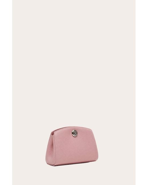 Liffner Pink Pushlock Clutch Lizard