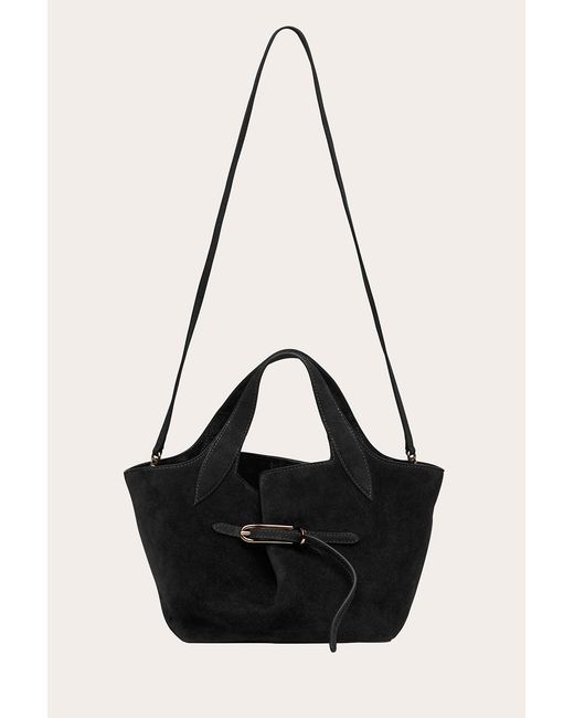 Liffner Black Belted Tote Mini Suede