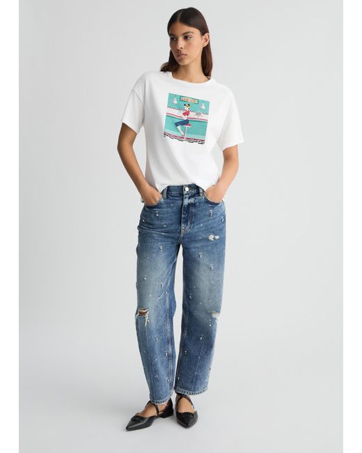 Liu Jo T-shirt Con Stampa E Strass di Liu Jo in White