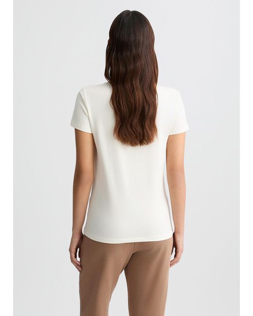 Liu Jo T-shirt Con Logo Floreale E Strass di Liu Jo in White