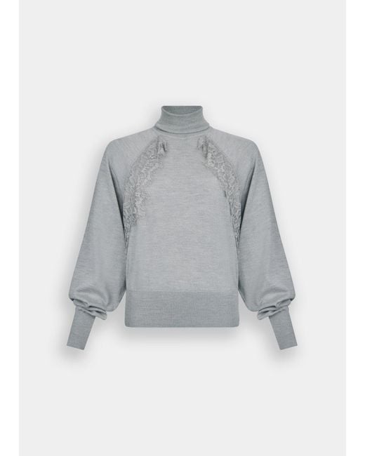 Liu Jo Pull À Col Roulé En Laine Avec Dentelle Liu Jo en coloris Gray