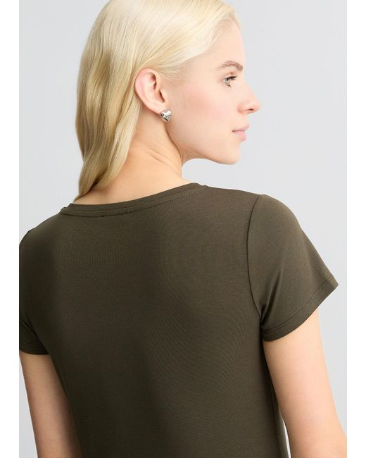 Liu Jo T-shirt Con Logo E Strass di Liu Jo in Green