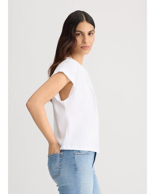 Liu Jo T-shirt Con Logo E Strass di Liu Jo in White