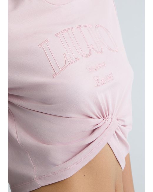 Liu Jo T-shirt In Cotone Con Logo di Liu Jo in Blue