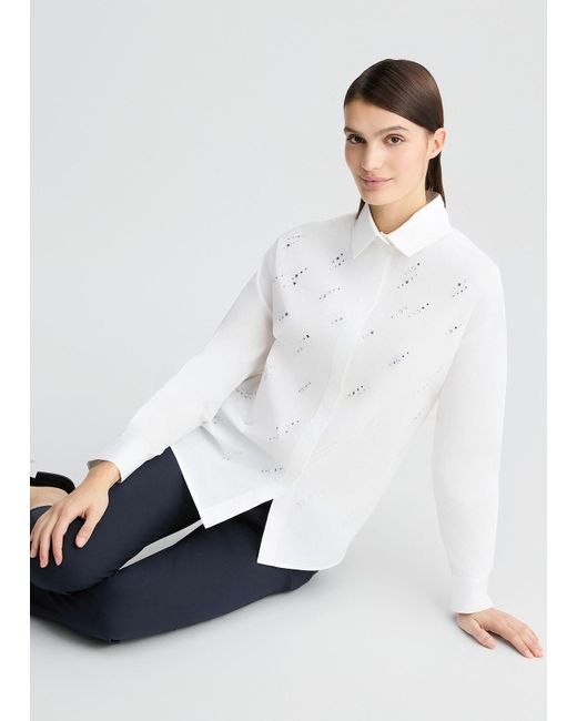 Liu Jo Camicia In Popeline Con Strass di Liu Jo in White