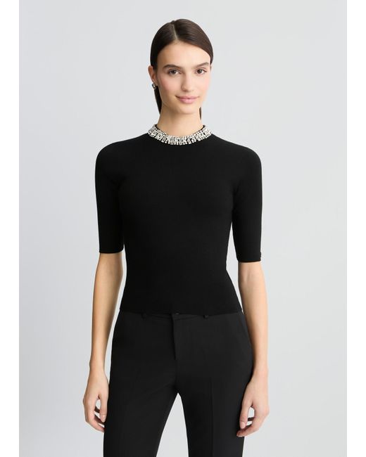 Liu Jo Crop Top Nero Con Ricami Gioiello di Liu Jo in Black