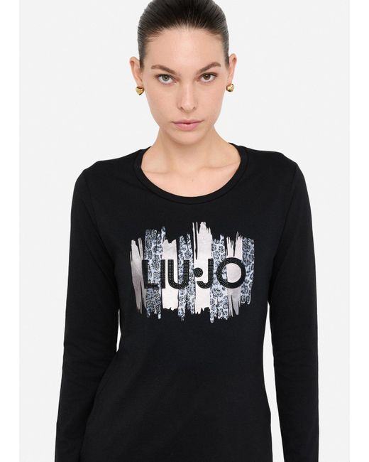 Liu Jo T-Shirt A Maniche Lunghe di Liu Jo in Black