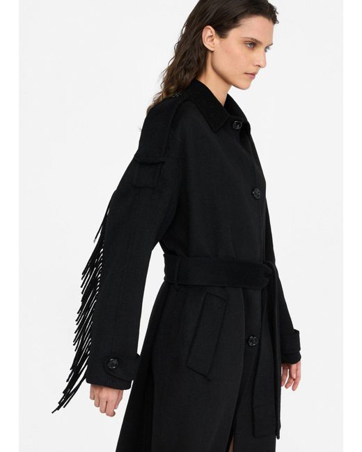 Liu Jo Black Liu Jo Trenchcoat Aus Wolle Mit Fransen
