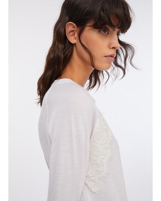 Liu Jo Pull En Laine Avec Dentelle Liu Jo en coloris White