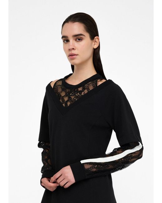 Liu Jo Black Liu Jo Sweatkleid Mit Spitze