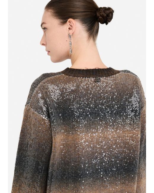Liu Jo Robe En Maille Avec Paillettes Liu Jo en coloris Gray