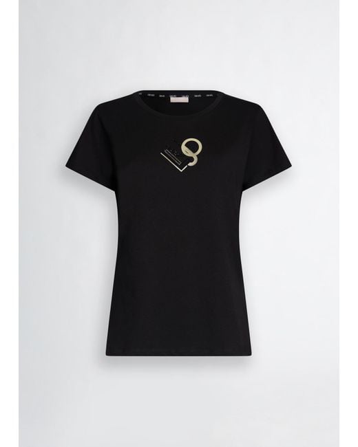 Liu Jo T-shirt Con Logo E Strass di Liu Jo in Black