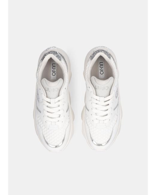 Liu Jo Sneakers À Semelle Épaisse En Cuir Avec Glitter Liu Jo en coloris White