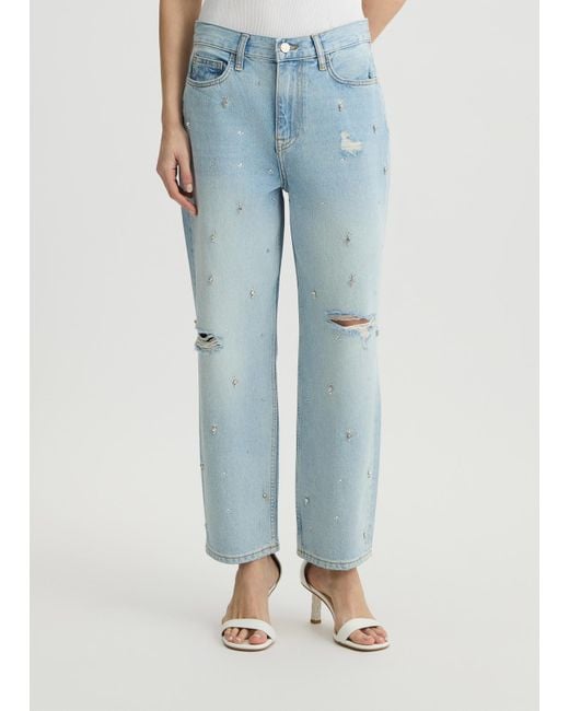 Liu Jo Jeans Straight Con Strass di Liu Jo in Blue