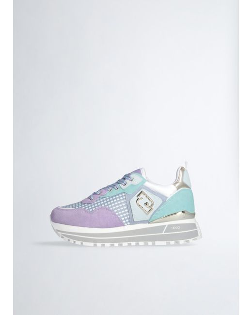 Liu Jo Sneakers Platform In Suede E Mesh di Liu Jo in Blue
