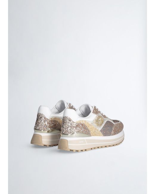 Liu Jo Sneakers Platform Full Glitter di Liu Jo in White